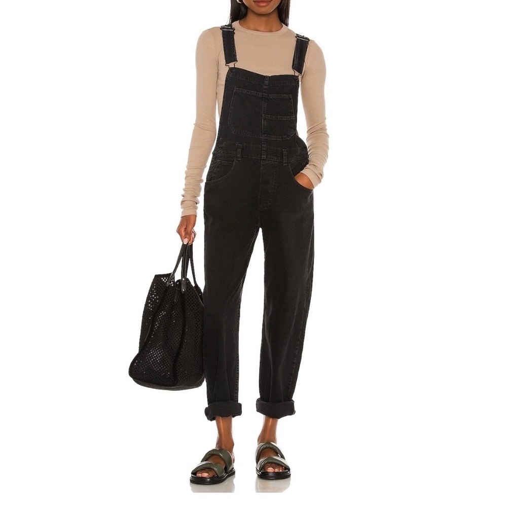 Free People Black Denim Overalls- Size XS